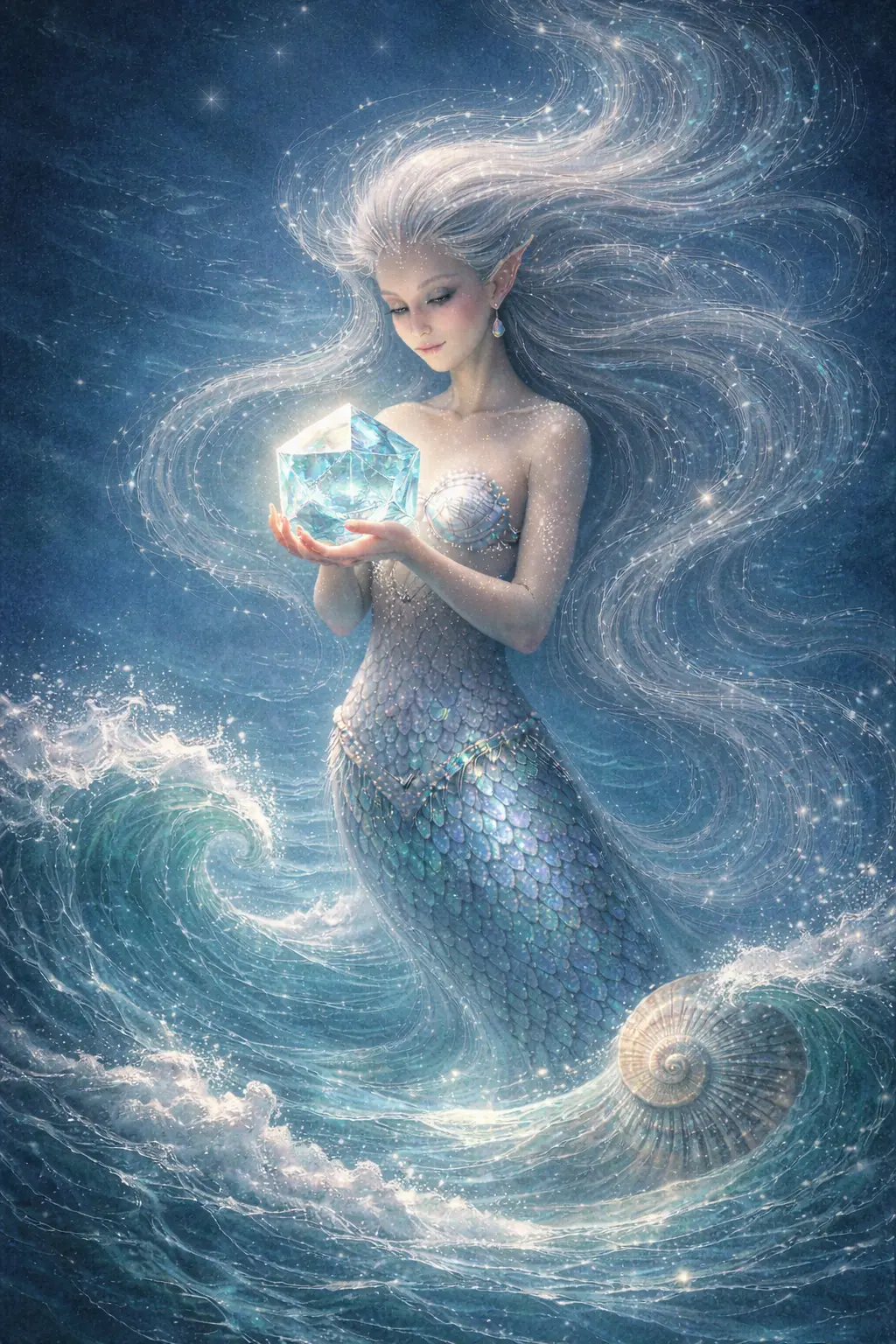 The Water Genie holding the Icosahedron