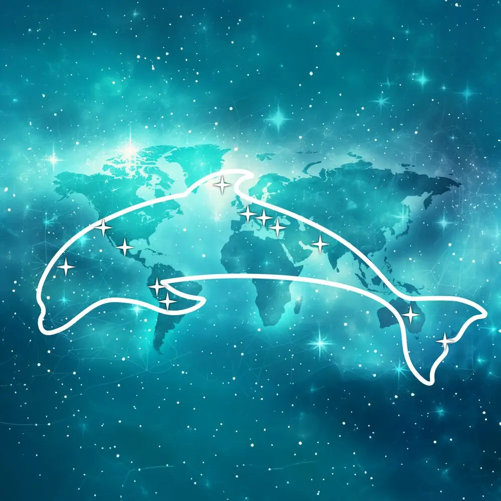 The dolphin constellation map of the twelve astro-sea salts