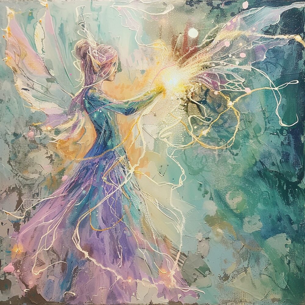 The faerie frequency spark leaping from the wand