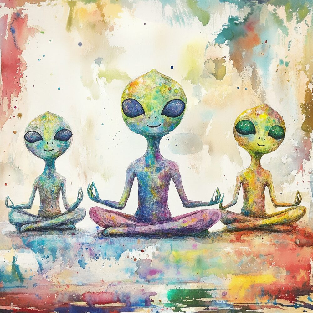 A family of light beings meditating together