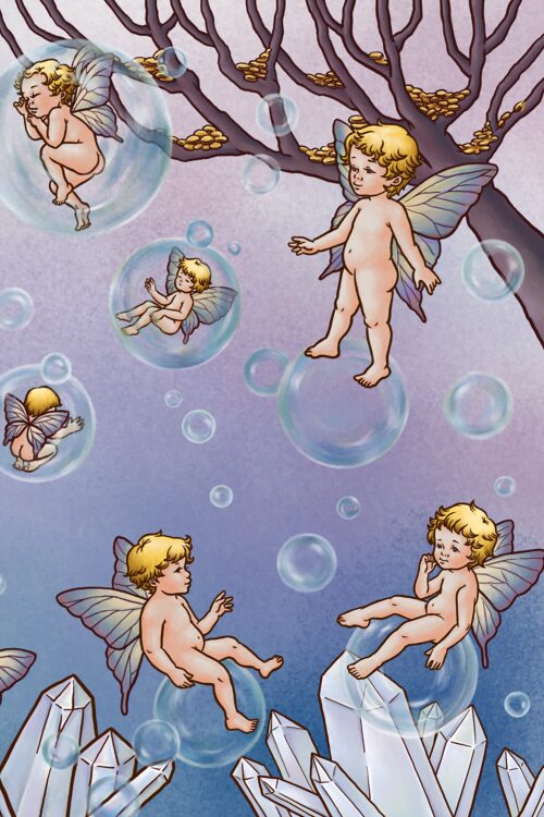 Children playing with faerie dust bubbles